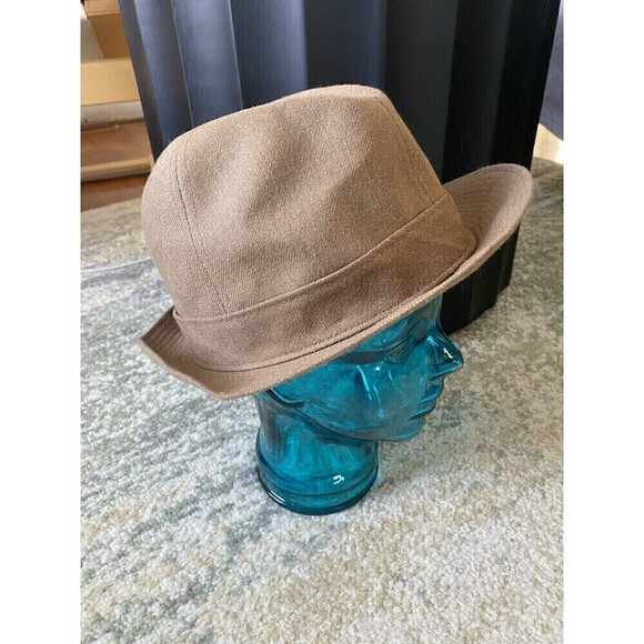 Vintage Stetson Mens TAN BEIGE Fedora Hat Size 7 1/4 Yellow Feather - Picture 5 of 9